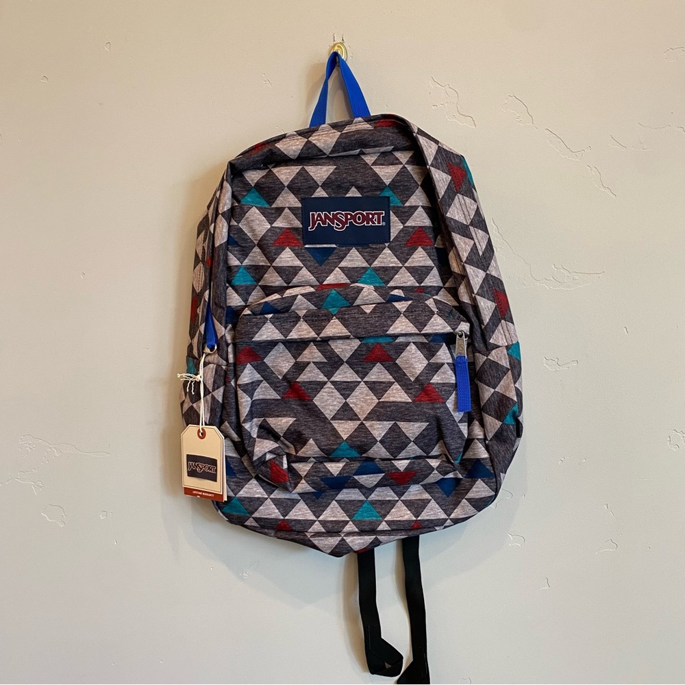 JANSPORT Grey Geo Stacks Original Superbreak Backpack